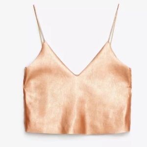 Zara Collection Faux Leather Rose Gold Crop
